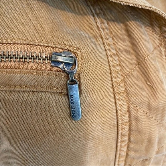 Max Jeans Suede Like Jacket Bomber Moto Safari Rust Multi Zip Pockets SZ S - Picture 10 of 16